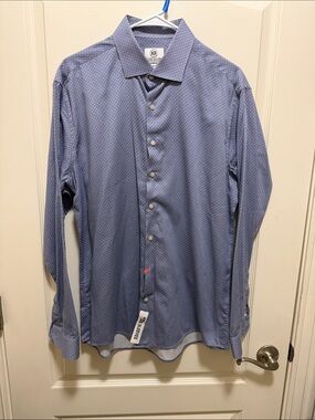 Kurt River Blue Patterned Men's Dress Shirt - Long Sleeve